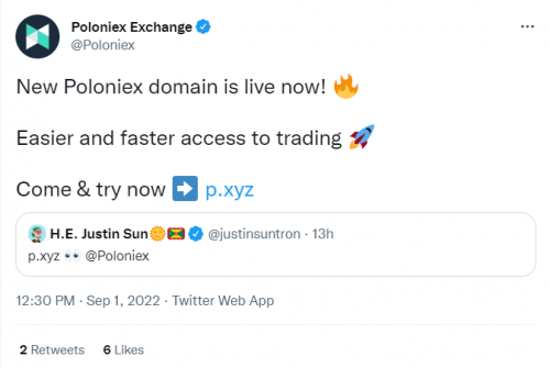 波场Poloniex正式启用全球通用顶级域名P.xyz向国际顶级交易所迈出重要一步